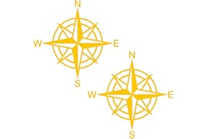 Pimastickerslab Kit 2 Adesivi Bussola Rosa dei Venti 4x4 off Road Rosa dei Venti Auto Camper Decalcomanie Scegli Colore e Misura -cod. 1655- (021 Giallo, Diametro CM 10)