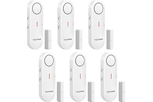 TechRise Sensor de Alarma de Puerta, 3 Ajustes de VolumenAlarma Inalámbrica con Timbre para Instalación Rápida para Casa/Hotel/Apartamento/Garaje (6 PCS)