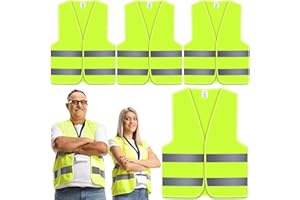 Oyayubi 4 Stück Warnwesten Auto Pannenweste, EN ISO 20471 Gelb Warnweste, Neongelb Sicherheitsweste, Reflektierend Weste 4er Pack, Wird mit Warndreieck kfz & Reflektorbänder, Herren, Frauen, Pkw, LKW
