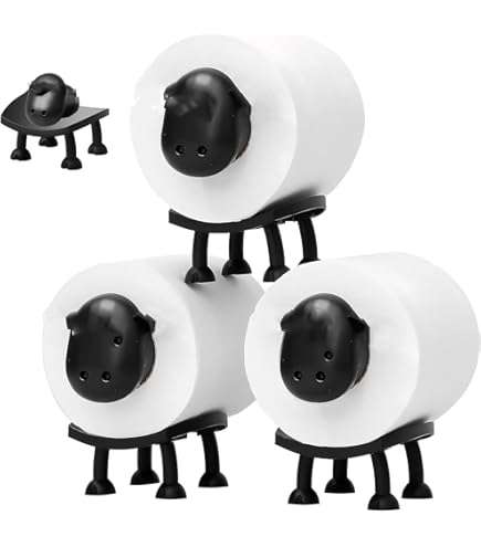 Gread Toiletpapier houder Schaap Bad Deko Klopapier houder Klorol houder Opslag Toiletpapier Klopapier staand zwart met 2 extra verwisselbare koppen