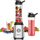 Mixer Smoothie Maker, Sboly Smoothie Mixer für Milchshakes und Juice Shakes, Mixer für Smoothies, Kleiner Mixer mit 2 Tritan 