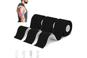 LIANGMAI 3 Rollos Cinta de Kinesiología Kinesiotape Set 5 m x 5 cm,Cinta deportiva elástica terapéutica para hombros, rodilla, codo, alivio del dolor, sin látex, resistente al agua, transpirable