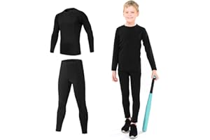 TBoonor Biancheria Intima Termica per Bambini Set di Biancheria Intima da Sci Bambini Funzionale Camicia Termico Pantaloni per Running Sport Invernali Ragazzi