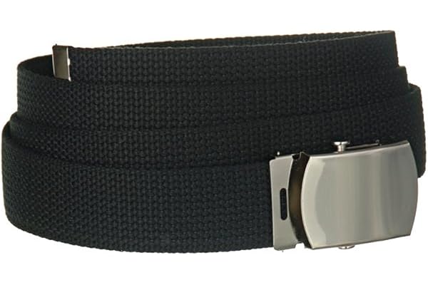 GEAR© - Ceinture Militaire US Army - Coloris Noir - Boucle métal Argent - Airsoft - Paintball - Outdoor