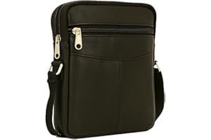 ODS:UK Real Leather Man Bag Mens Ladies Unisex Shoulder Bag Cross Body Messenger Bag Travel Holiday Mobile Phone Organizer