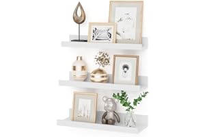 Feihorrm Wandregal, Schweberegal aus MDF Holz, 3er Set, 40cm Wandboard für Bilderrahmen und Dekorationen, Industriedesign, Geeignet für Arbeitszimmer, Wohnzimmer und Küche. (Weiß, 40 cm)