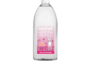 Method Antibacterial Spray Refill, All Purpose Cleaner, Powerful Formula Kills 99.9% of Bacteria, Wild Rhubarb Scent, 1 x 2L