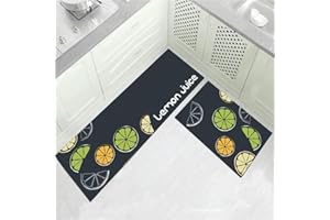 TREER-SHOP Treer Alfombras Cocina Lavable Antideslizante Absorbente, Alfombra de Pasillo con Patrón, Felpudos para Interiores y Exteriores, Alfombrillas para Cocina, Dormitorio, Baño (Limón,40x120cm)