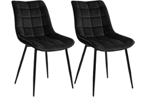 WOLTU Dining Chairs Set of 2, Accent Chairs for Kitchen/Dining Room/Bedroom/Reception Room with Backrest and Upholstered Seat, Velvet, Black, BH142sz-2