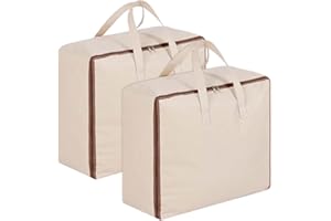 DISNACE 2 Sac de Rangement pour Couettes,Sac de Stockage Résistant avec Double Fermeture Éclair et Poignées Renforcées – Housse de Rangement Pliable pour Couvertures, Vêtements, Linge de Maison (70x50x30cm)