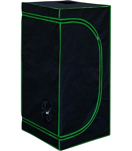 Oairgico 55 x 40 x 65 cm - Tente de croissance avec fenêtre d'observation, bac de sol, fenêtre d'aération et passage de câble (noir, polyester