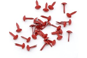 QPSUPPLIES 250 x Red Pastel Round 9mm x 5mm Brads (Bradlets). for Arts, Crafts and Decoration Embellishments