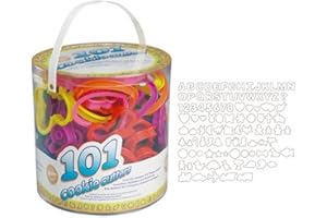 Wilton, 0261710, Set 101 Tagliapasta in pastica colorata, forme assortite: lettere, numeri, simboli, animali, sport, halloween, festività, per decorazioni e biscotti