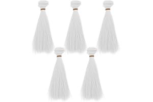EXCEART 5 Stück puppenhaare zum Basteln Puppe Tressen Perücke Puppen 15cm Lange Glatte Haar Perücken Puppen Hitze Beständig Gerade Synthetische Haar für Puppen Haare DIY Selber Machen Weiß