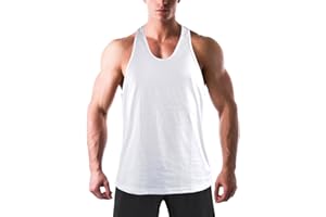 Donason Men's Gym Tank Tops, Mens Bodybuilding Stringer Vest Workout Muscle Tank Top, Y-Back Cotton Sleeveless T-Shirt for Fitness Training