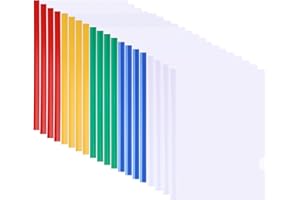 GUOKOFF A4 Copertina Per Report Con Clip, 18 Micron, (5 Colori,20 Pezzi), A4 Trasparenti Copertine Rapporto con Barra Scorrevole, Plastica Rapporto Copertina, Cartella di File con Barra Scorrevole