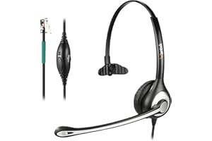 Wantek Casque Téléphone Fixe Filaire Mono avec Micro Anti-Bruit et Contrôle de Volume, Oreillette de Centre d'appel pour Avaya Aastra Alcatel Lucent Gigaset Compatible avec Mitel Plantronics (F600S1)