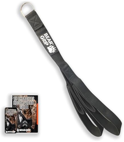 Poignées De Machine à Câble BEAR GRIP - Paire Avec Sangle Nylon Et Anneau En D - Pour Entraînement Fitness Et Bandes élastiques