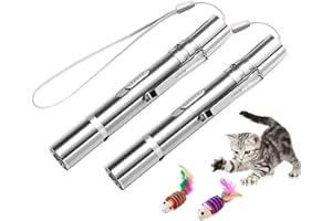 GOLDGE Juguete interactivo para mascotas, 2 punteros LED con conector USB y 2 ratones de sisal para gato