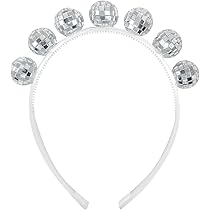 TAXTYHRE Discobal hoofdband zilver voor kostuumfeesten in de stijl van de jaren '70 en '80