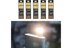 Yizhet 5 Pezzi Mini LED Night USB Luce Super Luminoso Ultrasottile di Notte Dimmer Tattili per Tastiera Portatile Portachiavi (Bianco Caldo)
