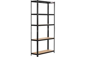 Rhino Racking – 5 Tier Heavy Duty Garage Shelving Unit – Black Storage Shelves – 180x90x30cm – 200kg Load Weight Per Shelf – 1000kg Per Unit – Shed Shelving