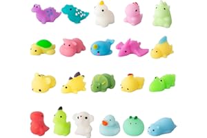 JUAUO 21 Pièces Kawaii Mochi Squishy Toys - Mini Squishies Soft Squeeze Jouet - Mignon Dinosaures Fidget Jouet Anti Stress Smoochy Squishys - Récompense Fête Cadeaux Anniversaire Enfant