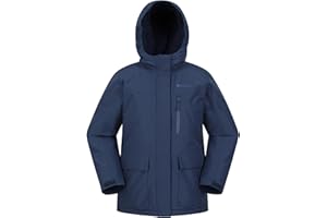 Mountain Warehouse Noah Kids Borg Lined Waterproof Jacket - Sherpa Lined Puffer Coat with Lots Of Pockets, Boys & Girls - Autumn Winter Outdoors, Travelling & Hiking