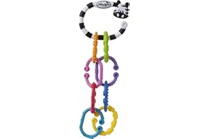 Playgro 184558 łańcuch z grzechotką Zebra, 9-częściowy, od 3 miesięcy, zebra 9 lewe opakowanie, kolorowy, 40141