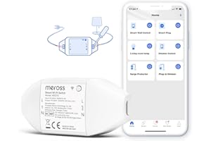 Meross 10A Interruttore Domestico WiFi, Smart Switch Intelligente Relé Wireless Universale, Funzione Timer, App Remoto e Timer Programma, Compatibile Con Alexa, Google Home, Smartthings
