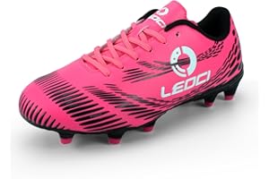 LEOCI Football Shoes for Kids Boys and Girls Firm Ground Womens Durable Soccer Shoes Outdoor Football Anti-Slip Sneakers