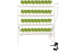 OBLLER RANZIX Kit de Cultivo hidropónico, 36 Plantas, 4 Tubos Sistemas de Cultivo de Plantas sin Tierra, y Jardines acuáticos Profundos de Flujo para el Sistema hidropónico Educativo (B-36 Plantas)