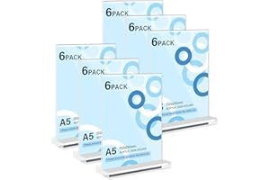 BORDEAG Présentoir de Table A5: 6 Pièces Porte Affiche A5, Porte Menu Transparente Acrylique, Présentoir A5, Chevalet de Table, Porte Menu Restaurant, Porte Presentoir pour Menu Mariage, Cadre Photo, Hôtel