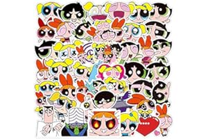 SUPREME SKINZ Powerpuff Lot de 50 autocollants en vinyle mat résistant à l'eau pour ordinateurs portables, téléphones, consoles, murs, valises, livres