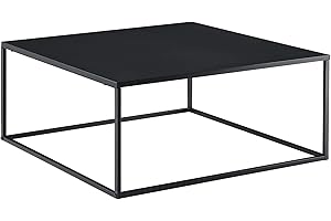 [en.casa] Tavolino da caffè/da Divano 85 x 85 x 38 cm Tavolo Basso da Salotto in Forma Quadrata Consolle Multiuso in Metallo AntiGraffio - Nero