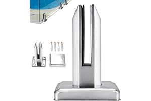 ACELEY Poste de panel de vidrio de acero inoxidable, abrazadera para valla de piscina, abrazadera para cercado de balcón, poste de balaustrada con espita redonda, soporte, montado en el piso