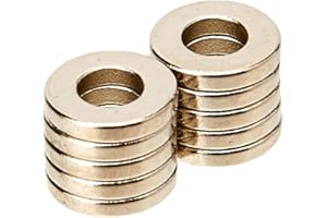 FIRST4MAGNETS Magnet de Neodimio N42 Magnetizado Diametralmente Para Aplicaciones de Ingeniería, Fabricacion Y Tecnología - 6mm O.D. x 3mm I.D. x 1mm de Espesor - Paquete de 10