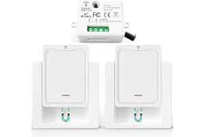 Tedeligo Kit interruttore wireless Vai e va Mini trasmettitore radio Interruttore wireless 433 MHz Portata 150 metri Interruttore wireless mobile da 2200 Watt (2 Interruttori 1 ricevitore)
