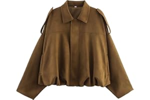 Xunger Bomber da donna in finta pelle scamosciata cappotto pilota con risvolto primaverile casual oversize maniche lunghe alla moda streetwear capispalla