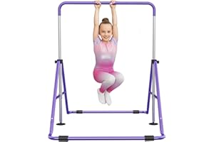 Original Cup Gym Bar Barre Gymnastique Enfant Violette | Barre Fixe Pliable en Acier Robuste avec Pieds Antidérapants | Parallele, Danse, Rythmique | Hauteur Réglable 90-130 cm | Aerobik