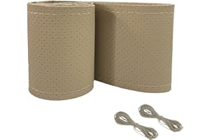 Onerbuy Housse universelle en cuir pour volant de voiture à coudre - Respirant et antidérapant - 38,1 cm (beige)