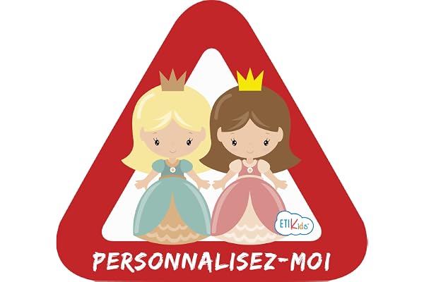 Bebe à bord, Personalissable, autocollant pour la voiture. Autocollants customisables, en vinyle garçon ou fille à bord également pour motos. 15 x 13'7 cm Ref.21. Princesses