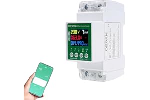 Wattive WiFi Compteur Electrique Monophasé, AC140-300V 63A Compteur d'énergie Tuya Smart Meter Wattmetre 1 Phasé Compteur d'électrique LED KWh Voltmètre Ampèremètre Modulaire avec Protection Multiple