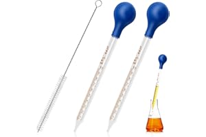 XIANGLONGY 2 pipeta de 10 ml, pipeta de cristal con cepillo de limpieza, pipeta medidora para laboratorio, alimentos, investigación, medicina, escuela