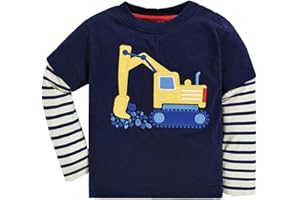 Little Hand Jungen Kinder Dinosaurier Bagger Baumwolle Langarm Shirt Langarmshirt