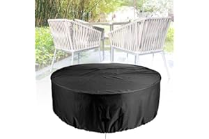 wanwanper Outdoor Table Cover, Circular Table Covers for Garden, 210D Oxford Fabric Outdoor Garden Furniture Covers, for Gardens, Rooms, Hotels, Restaurants, 230 * 110cm, Black