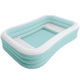 Intex Children's Inflatable Pool, Blue and White, Measures 264x165x56 cm, Capacity 780 Liters Water, 2 Air Chambers, Repair P