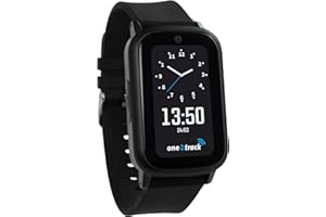 ONE2TRACK Connect UP Black | Kids Watch with GPS Tracker | Kids Smart Watch with SOS Button, Location, Chat, Video Calls, Security Zones, School Mode. Built-in SIM Card, Parent App & Screen Protector