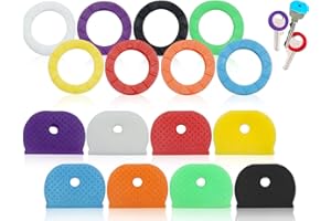 Lhbwhiz Confezione da 16 coprichiavi, 8 cerchi + 8 coprichiavi colorati a semicerchio piatto, per una facile identificazione delle chiavi di casa piatte standard