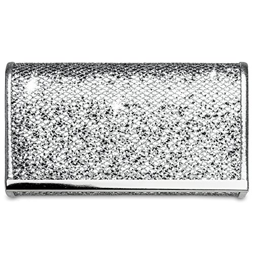 Caspar TA344 kleine elegante Damen Glitzer Clutch Tasche Abendtasche, Farbe:silber, Größe:One Size